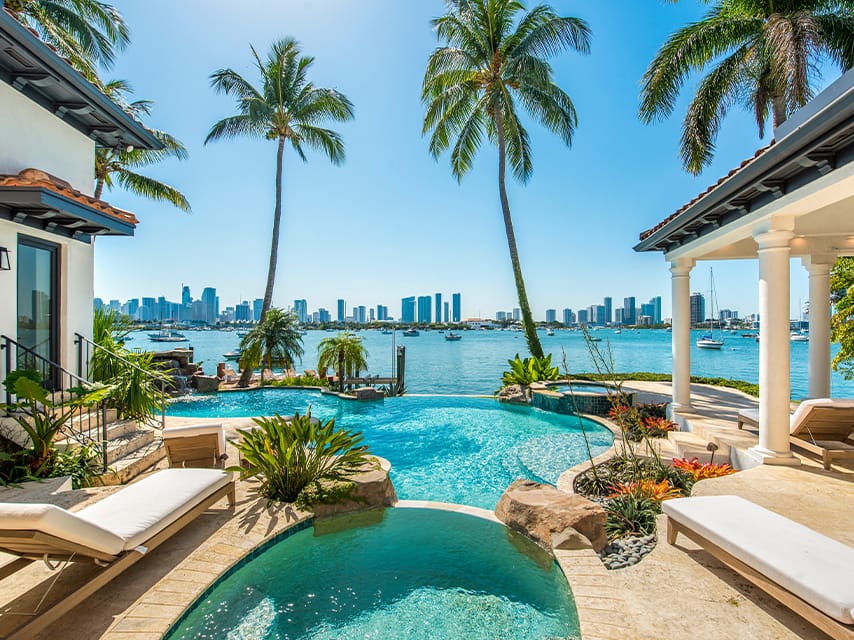 Indulge in a luxurious VIP pool and spa experience, providing the perfect relaxation oasis as part of the luxury yacht charter Miami perks, during your visit to Miami Art Week 2024.