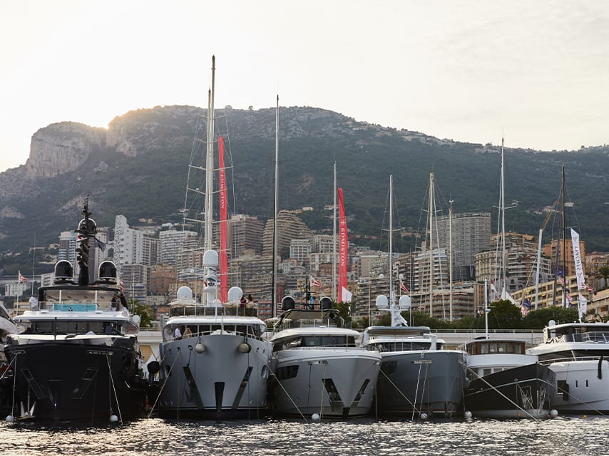 Yachts berthed at Monaco Yacht Show