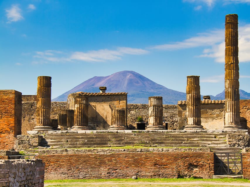 Guests can explore Pompeii’s ancient ruins with Vesuvius rising in the background on a Yacht charter, Rome and surrounding areas.