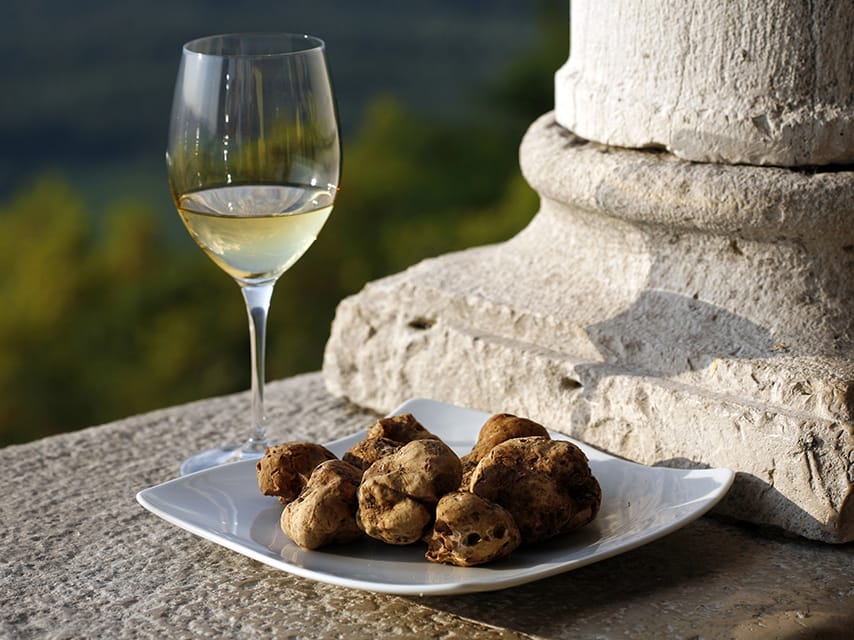 Croatia culinary delights of fresh truffles paired with wine is a treat after truffle hunting, Istria, a must for private yacht charter Croatia travelers.