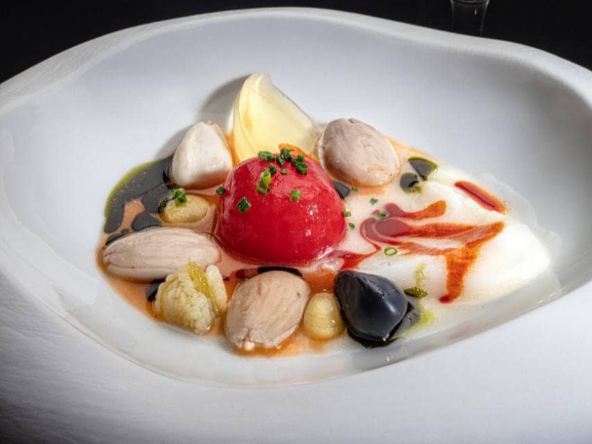 Taste a culinary dish at Disfrutar, a highlight of the best restaurants in Europe during your Spanish yacht trip.
