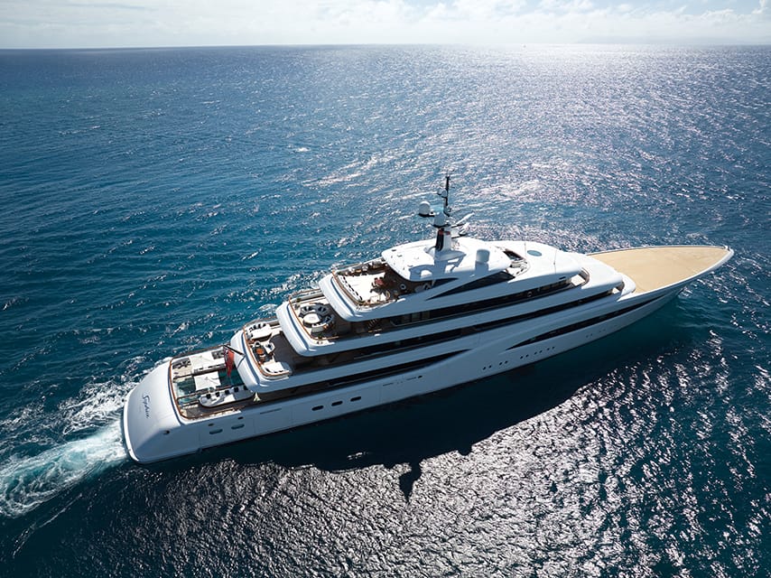 The luxury Sophia yacht is offered for charter by Edmiston at the Cannes, France boat show.