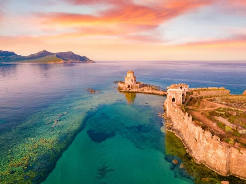 Medieval fortress on the Peloponnese peninsula, a breathtaking stop during a private yacht Greece island hopping holiday.