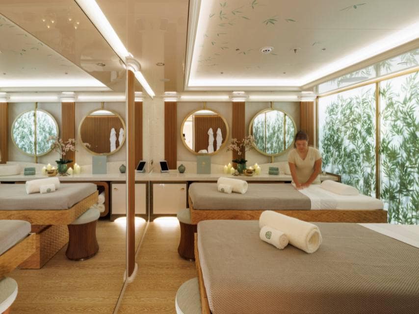 Spa time on board offers pure relaxation, part of a curated luxury holidays and honeymoons experience.
