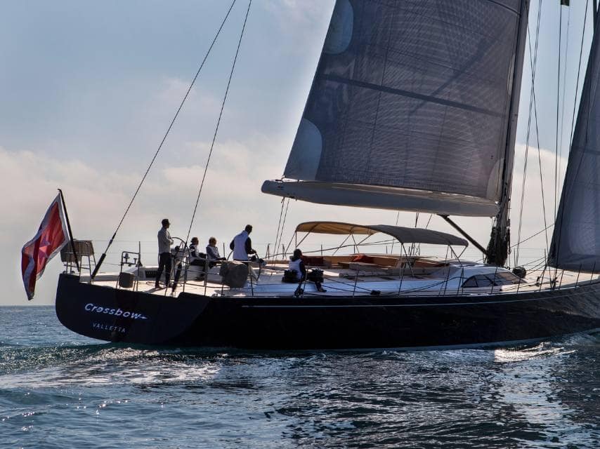 CROSSBOW sailing yacht glides through Mediterranean monk seal habitat zones and protected marine sanctuaries.