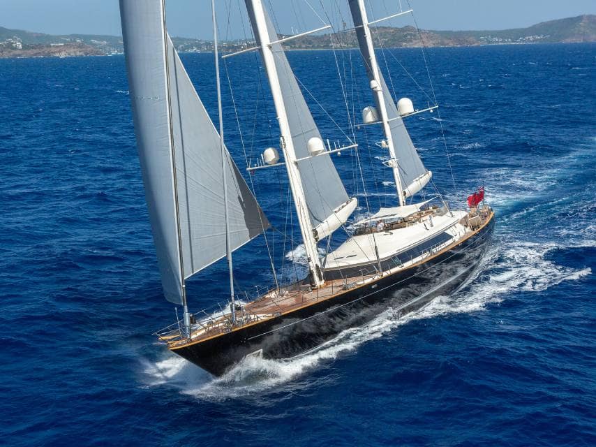 ASAHI yacht sails serene turquoise waters on a private charter to the most secluded Caribbean islands.