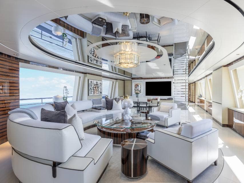 Excellence V yacht interior showcased at FLIBS 2025