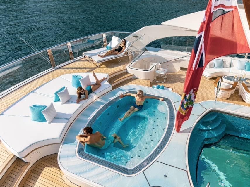 Jacuzzi on sundeck on yacht LADY S