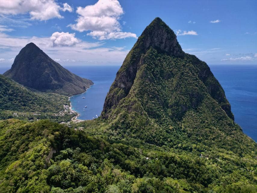 The Pitons view in St Lucia