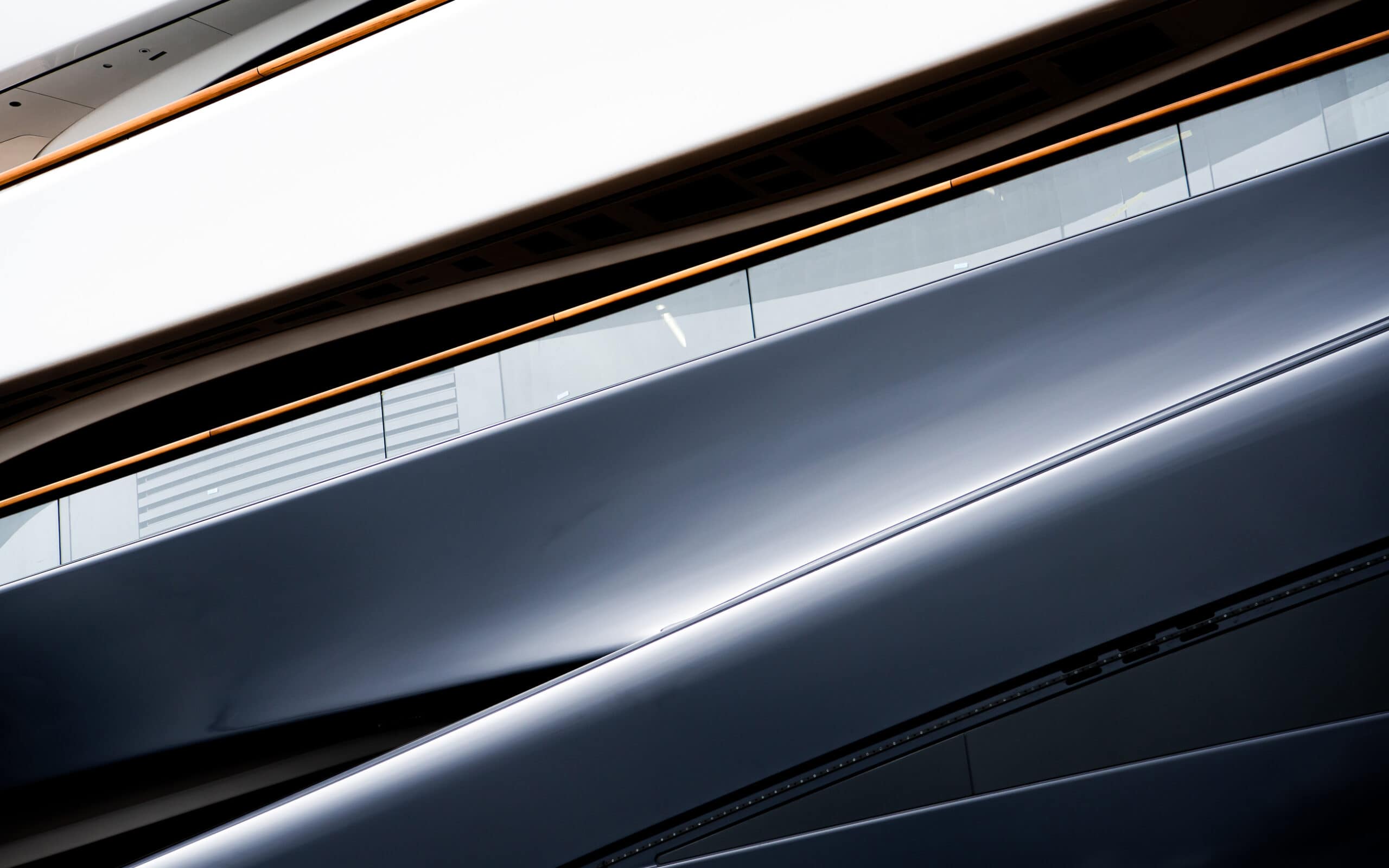 new yacht zoomed in shot of the hull