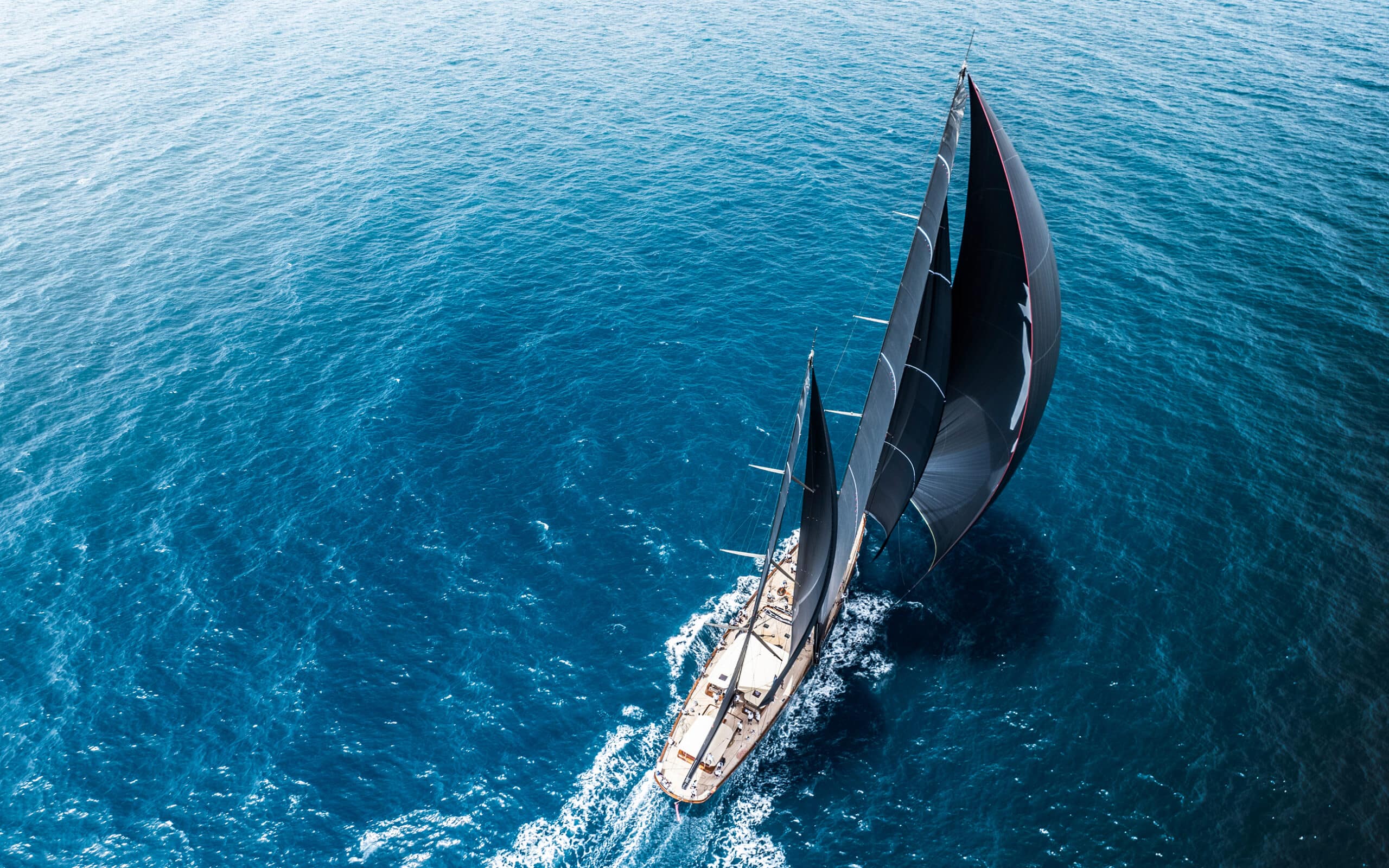 Sailing yacht aerial shot