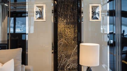 Sophisticated interior design with elegant decor, enhancing the luxury superyacht refit experience.