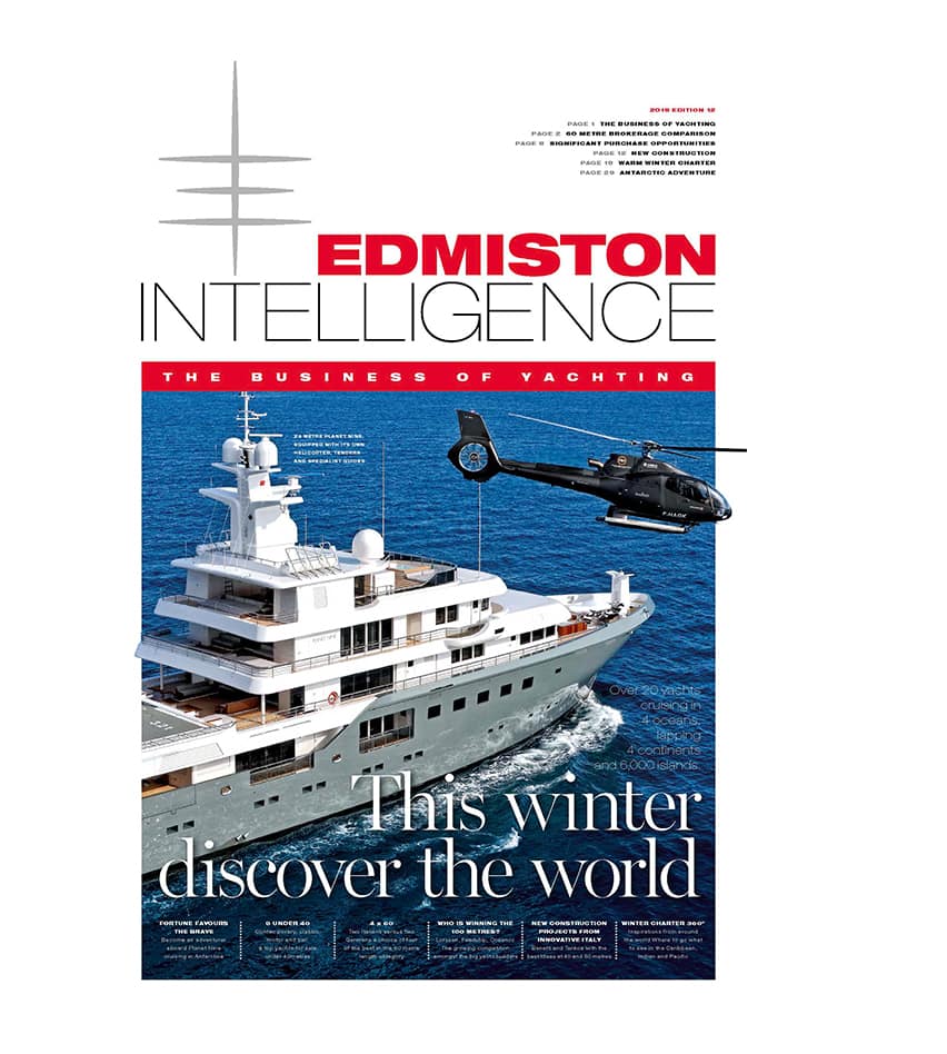 Cover of Edmiston Intelligence superyacht market magazine edition 12 winter 2018