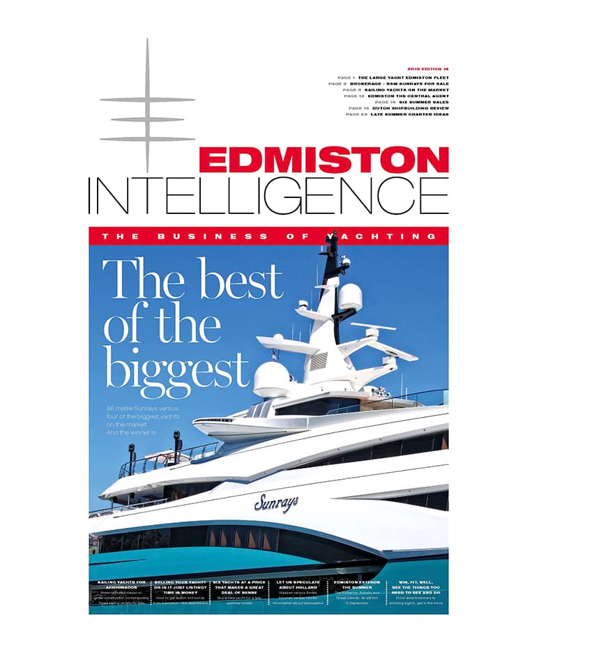 Cover of Edmiston Intelligence superyacht market magazine edition 14 summer 2019