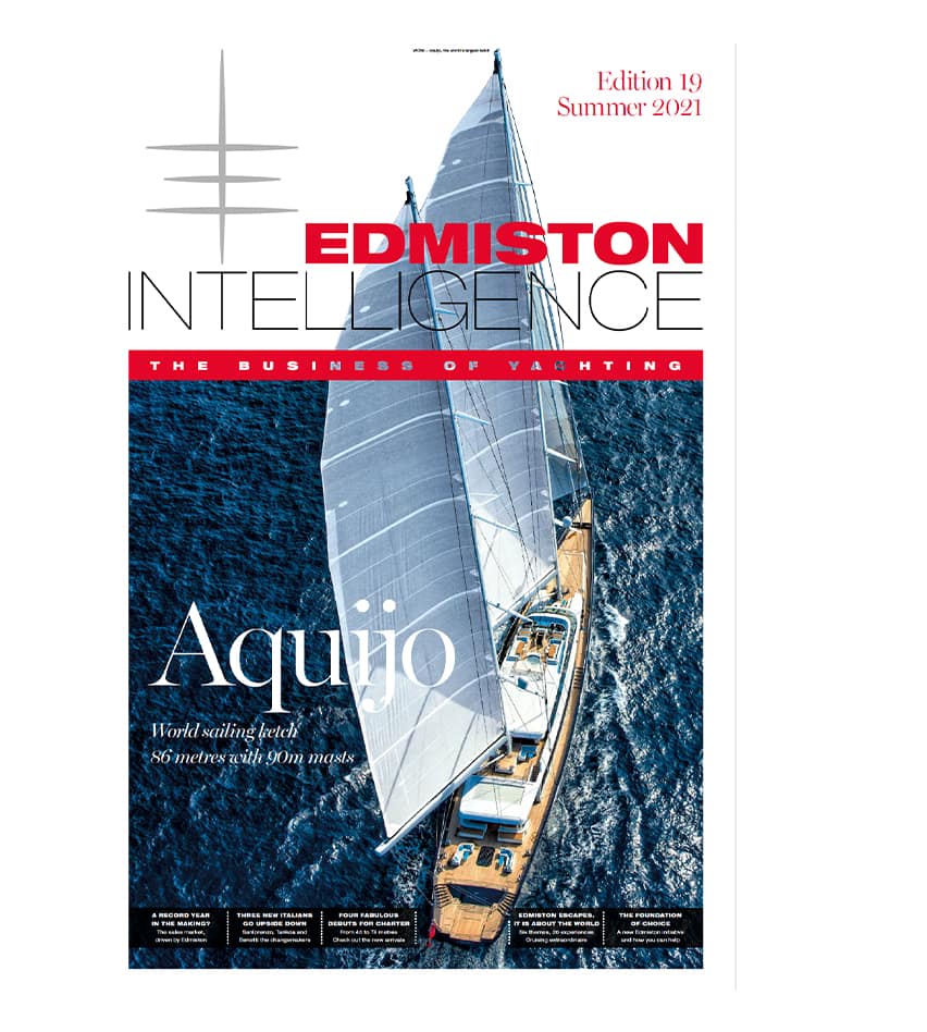 Cover of Edmiston Intelligence superyacht market magazine edition 19 summer 2021
