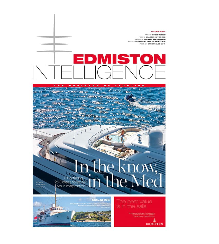 Cover of Edmiston Intelligence superyacht market magazine edition 2 summer 2015