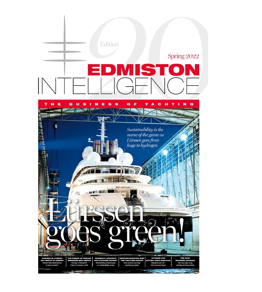 Cover of Edmiston Intelligence superyacht market magazine edition 20 spring 2022