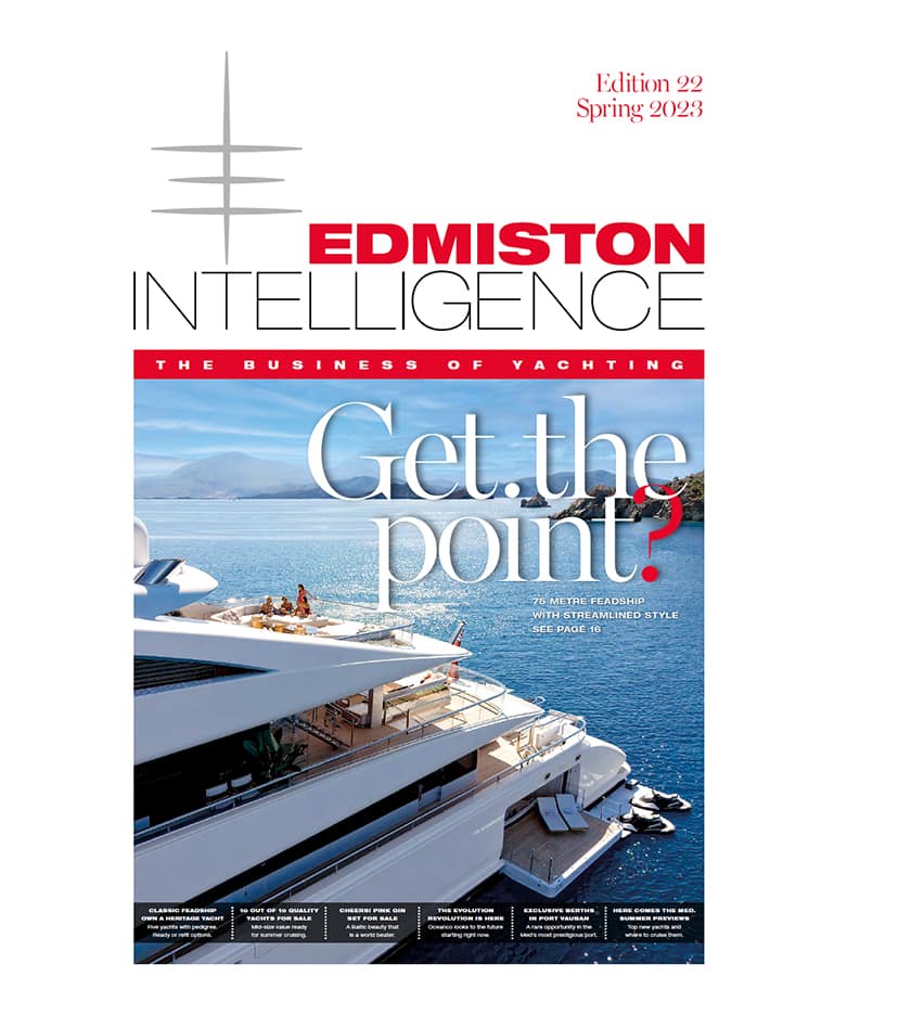 Cover of Edmiston Intelligence superyacht market magazine edition 22 spring 2023