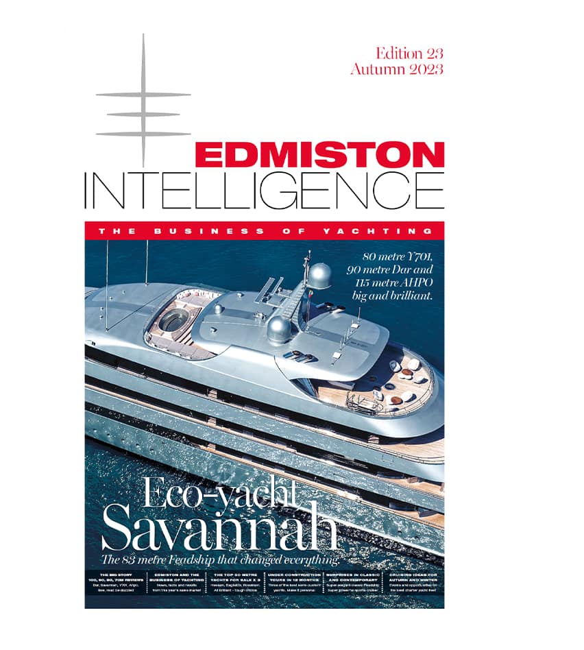 Cover of Edmiston Intelligence superyacht market magazine edition 23 autumn 2023