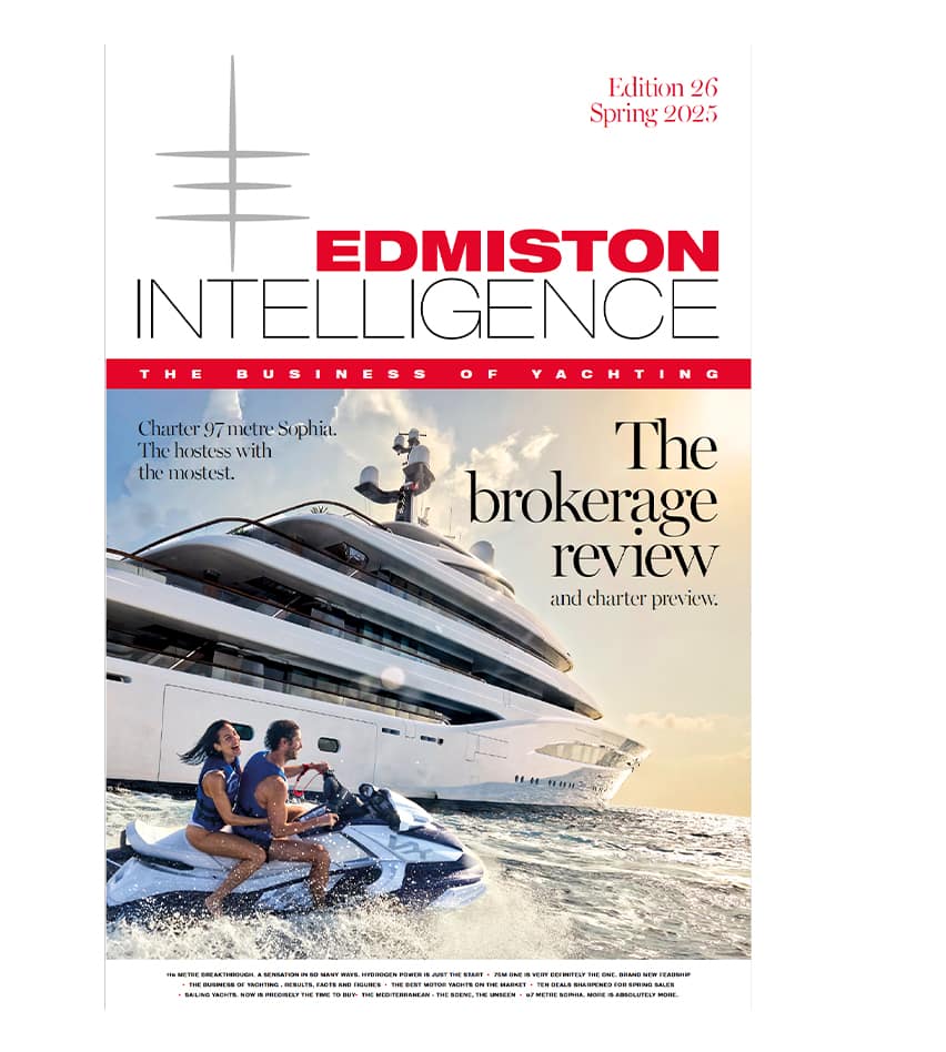 Cover of Edmiston Intelligence superyacht market magazine edition 26 spring 2025