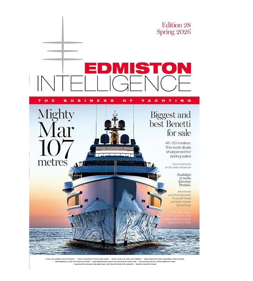 Cover of Edmiston Intelligence superyacht market magazine edition 28 spring 2026