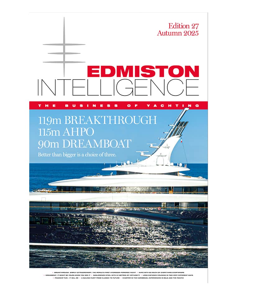 Cover of Edmiston Intelligence superyacht market magazine edition 27 autumn 2025