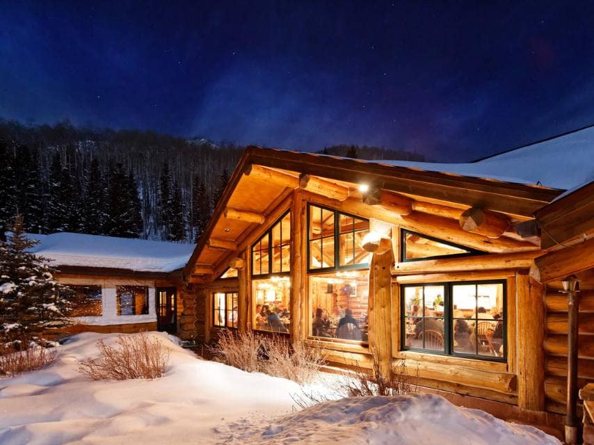 Dinner at Pine Creek Cookhouse offers stunning views, a top pick among winter activities in Aspen Colorado.