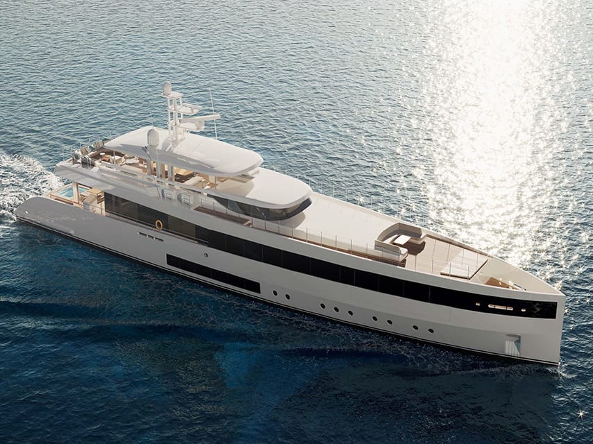 A standout in sustainable yachts, PROJECT FUN boasts dynamic exterior lines and cutting-edge naval architecture.