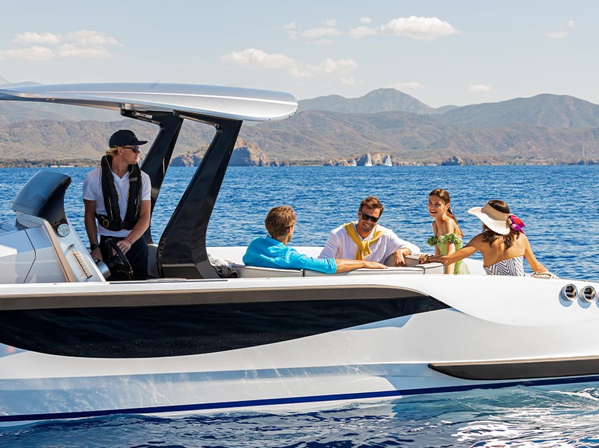 Motor Yacht arrow with a chase boat tender