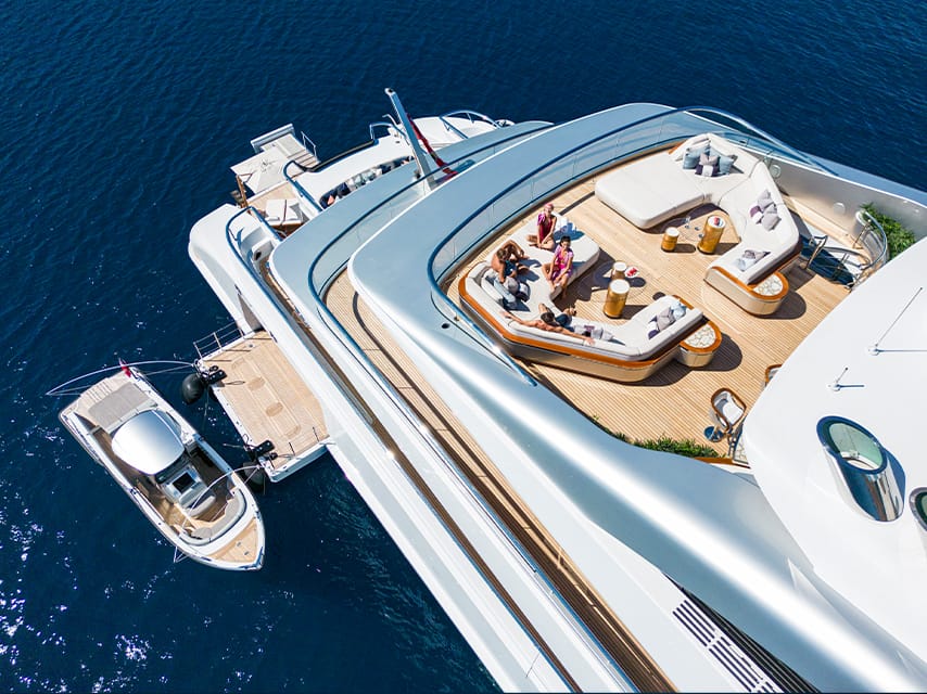 Motor Yacht arrow with a chase boat tender