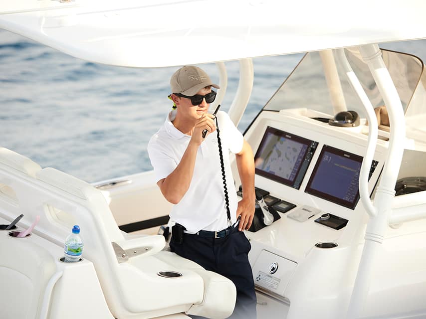 Motor Yacht Jaguar with a chase boat tender