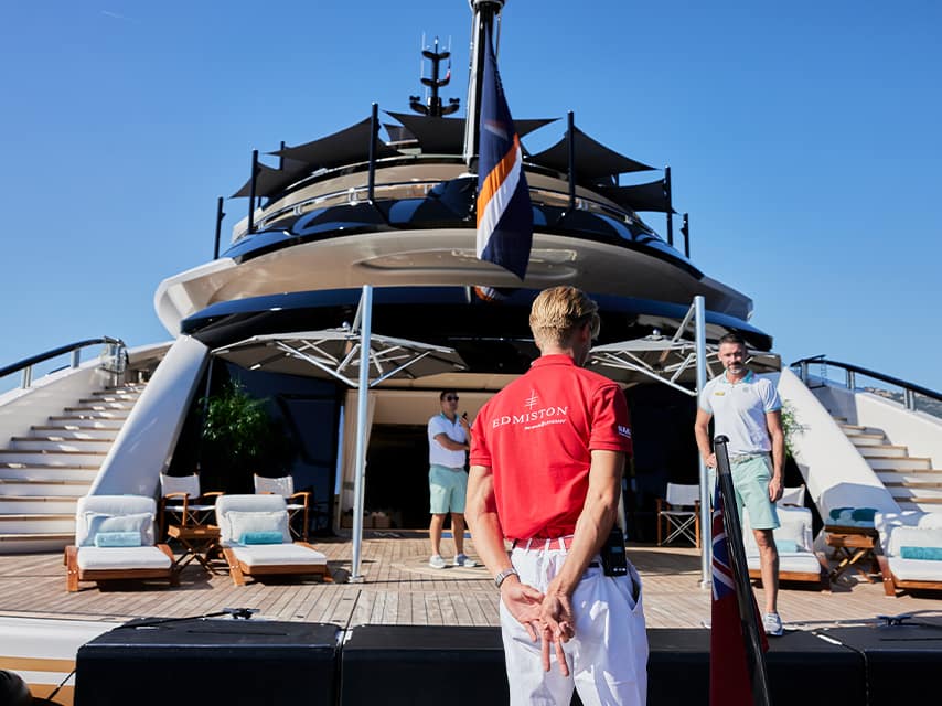 For guests arriving to buy a yacht, Cannes is an excellent place to browse. Edmiston crew greets potential buyers upon arrival.