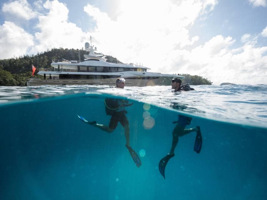Yacht charter divers experience the must-dive Dofi site, a highlight of the best scuba diving in Europe in the Medes Islands.