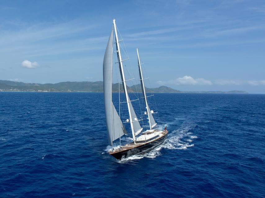 ASAHI sailing yacht on the open sea, an exciting adventure for luxury family holidays Mediterranean.