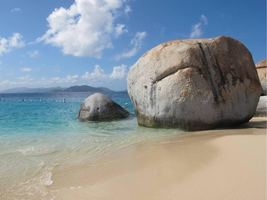 Virgin Gouda, rock boulders on beach