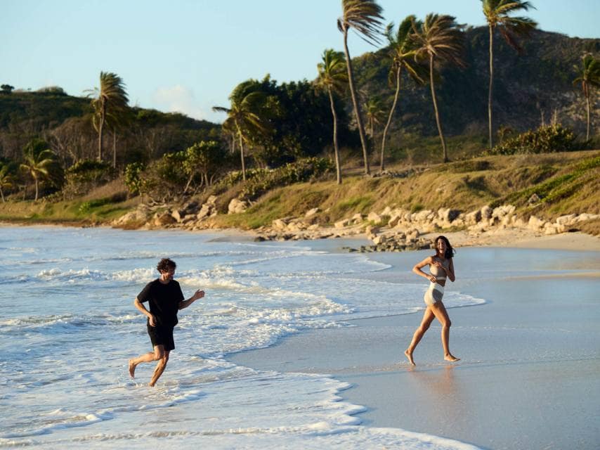 Couple walking on the beach