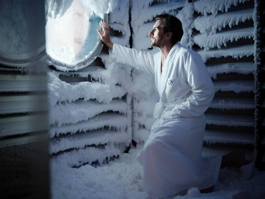 Relaxation on some luxury Caribbean yacht charters includes cold-room recovery sessions at sea.