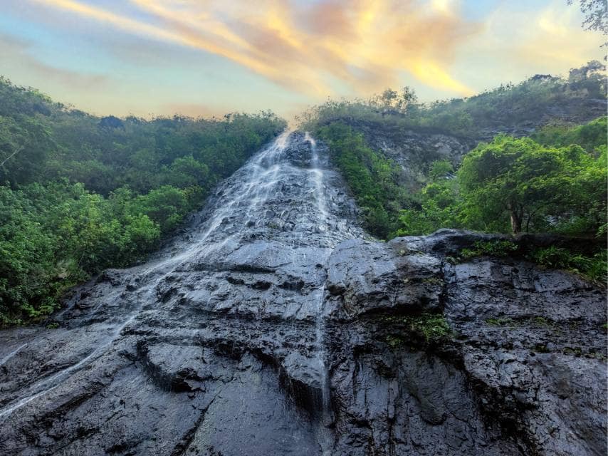 Paradise Awakening, Majestic Sunrise at Mo'orea's Enchanting Waterfall