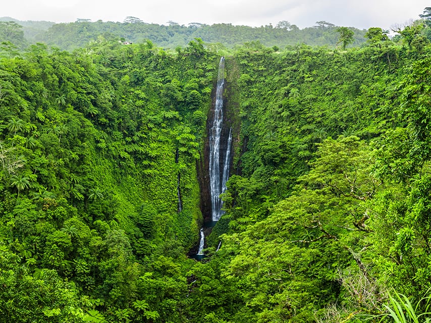Vibrant tall Papapapaitai falls on Upolu island, Samoa