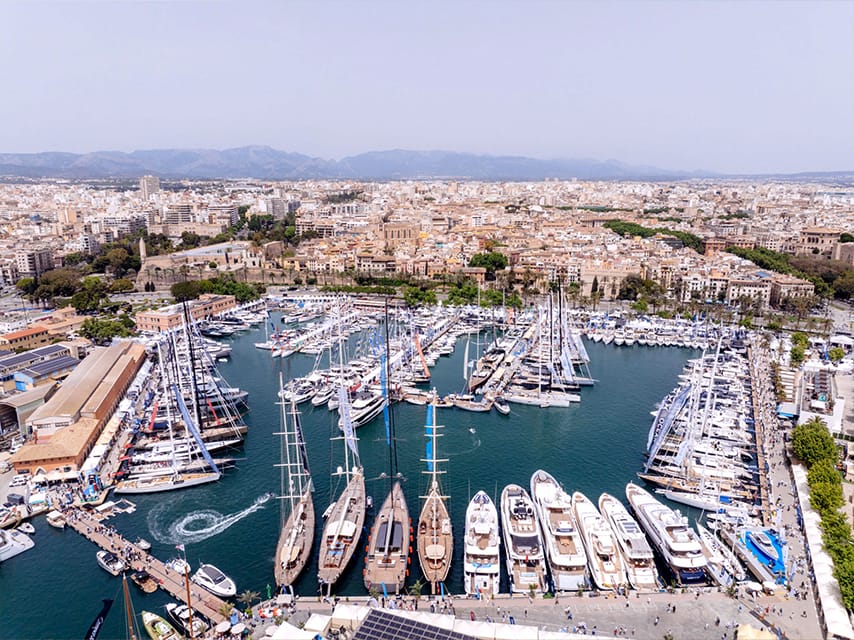 An aerial view of the Palma International Boat Show.