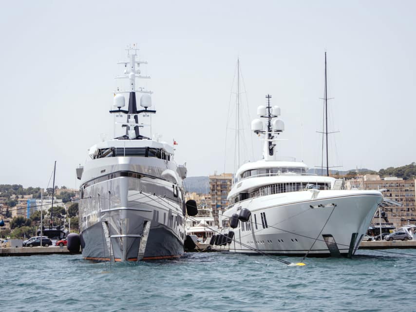 Two yachts at the Palma International Boat Show.