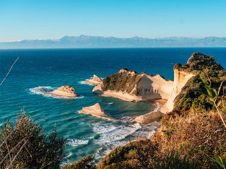 Cape Drastis at Corfu Greece at sunset
