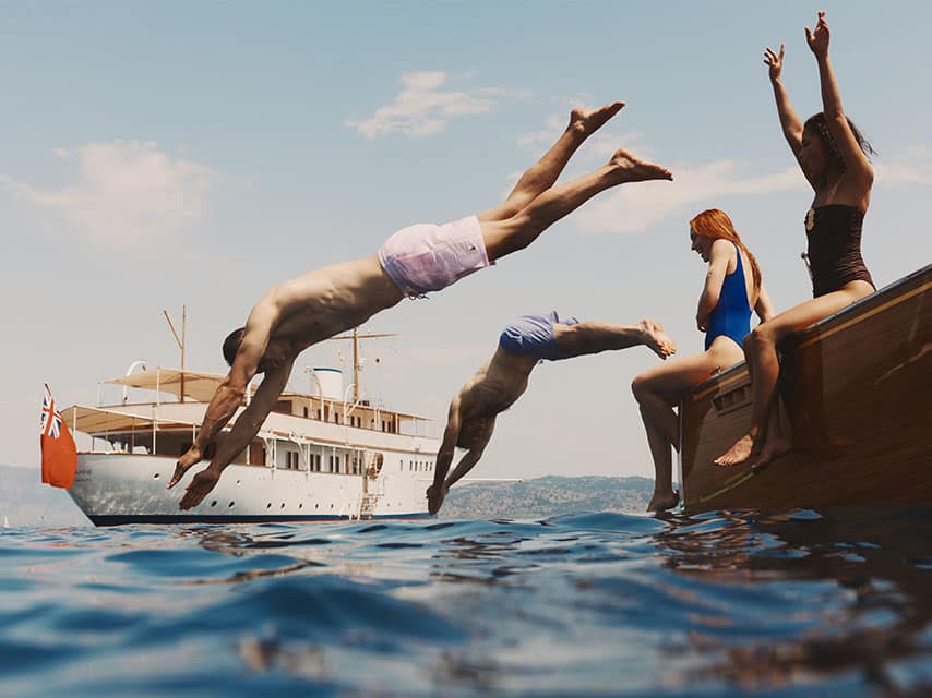 Diving off private tender on MALAHNE luxury yacht charter