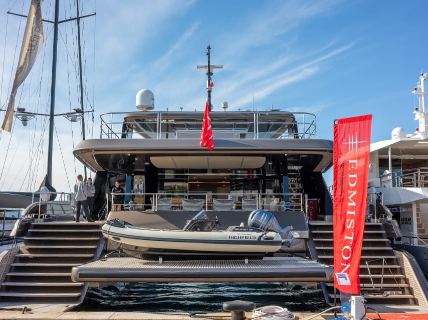 Edmiston branded yacht during the ECPY show
