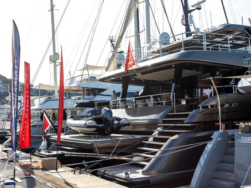 Edmiston branded yacht during the ECPY show