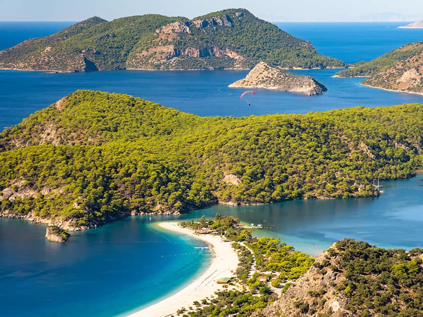 oludeniz lagoon in sea landscape view of beach, Turkey