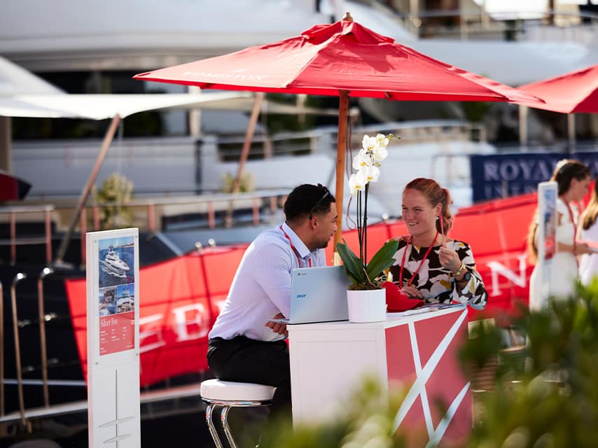 Edmiston brokers at the West Palm Beach Boat Show location, ready to guide you to your next luxury yacht investment.