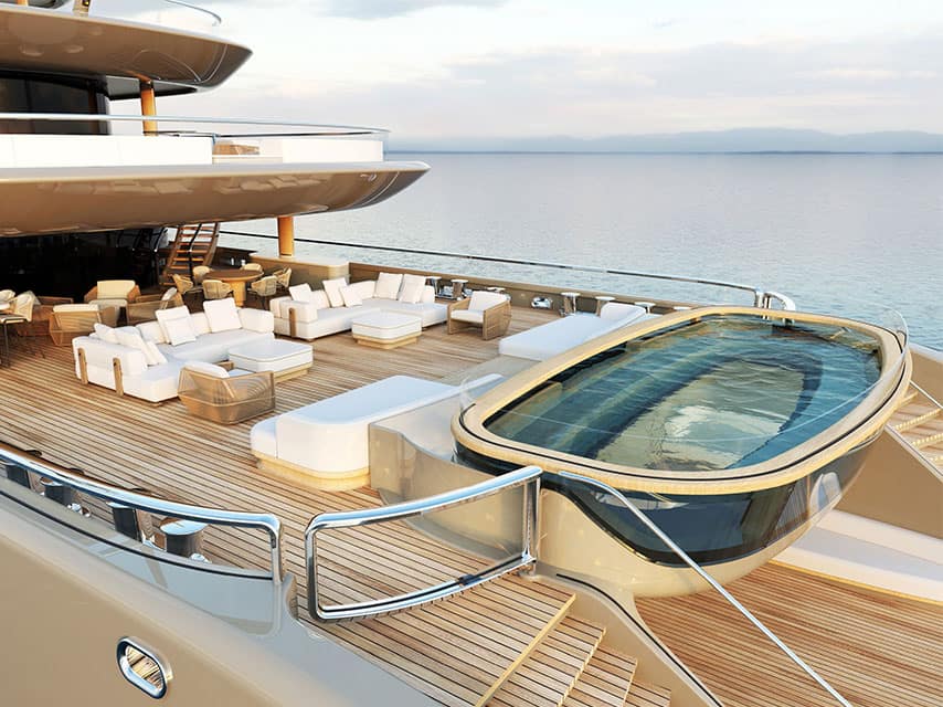 Nixie, private pool on superyacht