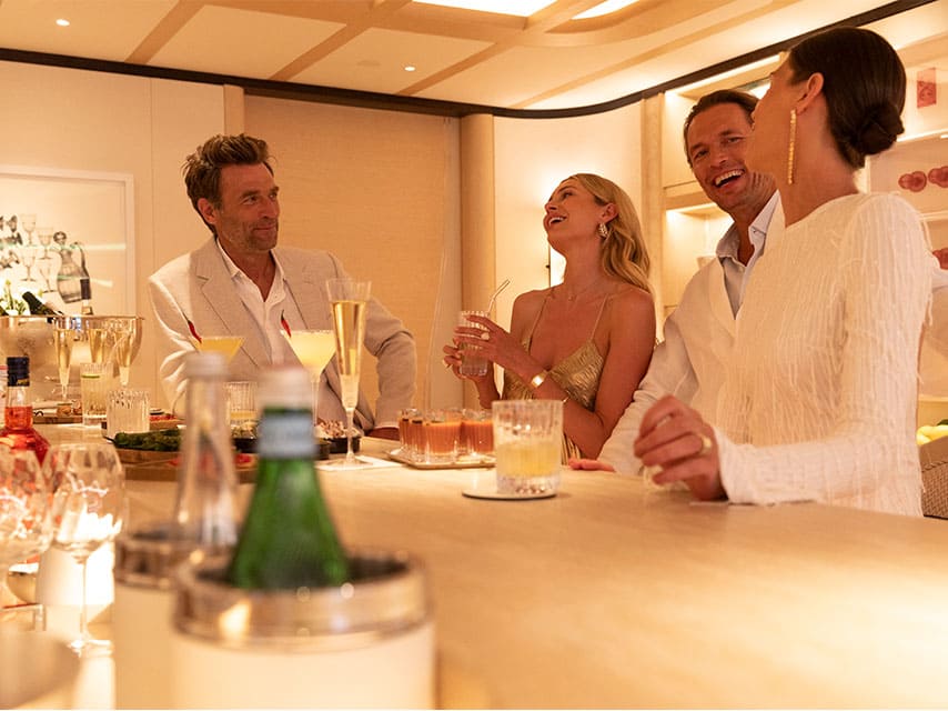 BREAKTHROUGH party at the private bar onboard