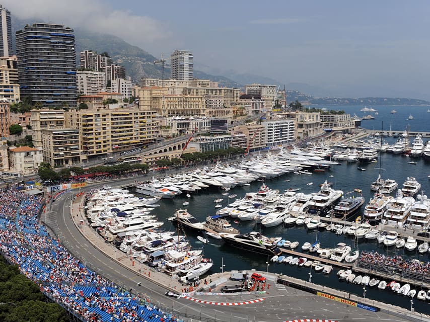 Monaco Port Hercule where you can dock your yacht charter for the Monaco Grand Prix